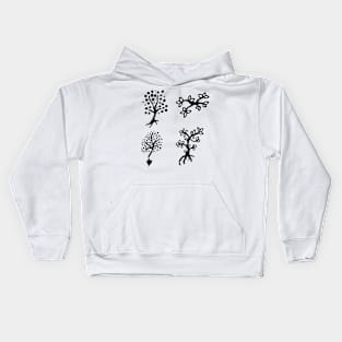 Four Trees With Branches Doodle Art Kids Hoodie